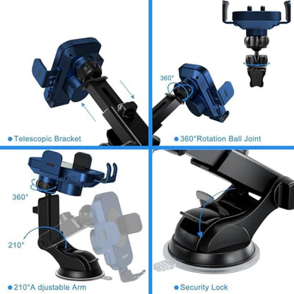 Wireless Car Charger, Fast Charging 15W Auto Clamping Car Charger Phone Holder Phone Mount for iPhone17 16 15 14 13 12 11 Pro Max Xs, Samsung Galaxy S24 Ultra S23 S22 S21 S20 S10+ Note 9, etc - color: Blue