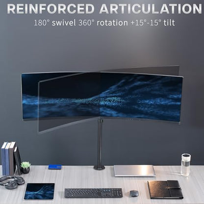 VIVO Single Ultra-Wide Monitor Desk Mount for up to 49 inch Ultrawide Screens, Extra Tall Heavy Duty Adjustable Stand Holds 44 lbs, Black, STAND-V100R - size: up to 49" screens, style: Extra Tall