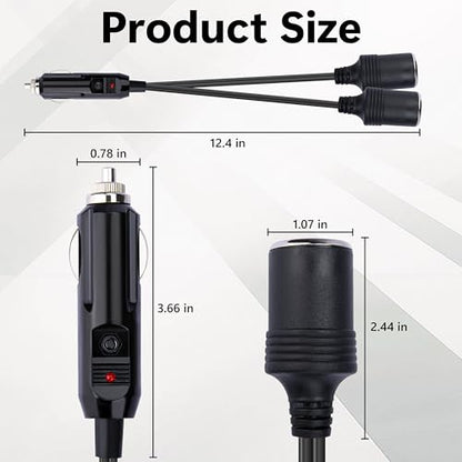 12V 더블 시가 라이터 어댑터, 18AWG 자동차 담배 라이터 스플리터 - color: 1개.