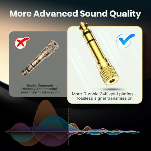 POSUGEAR 6.35mm 1/4 Male to 3.5mm 1/8 Female Headphone Jack Adapter 2 Pack - size: 2 PACK