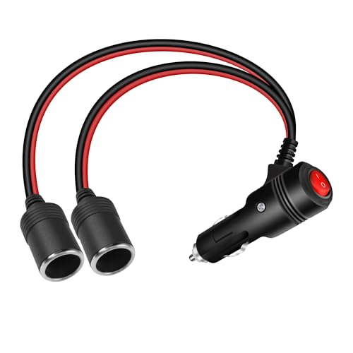 GELRHONR Cigarette Lighter Splitter 2 Socket, 12V Double Cigarette Lighter Adapter, 18AWG Dual Cigarette Lighters Extension Cord with 15A Fuse (1 to 2) - size: 0.2M, style: 1 to 2