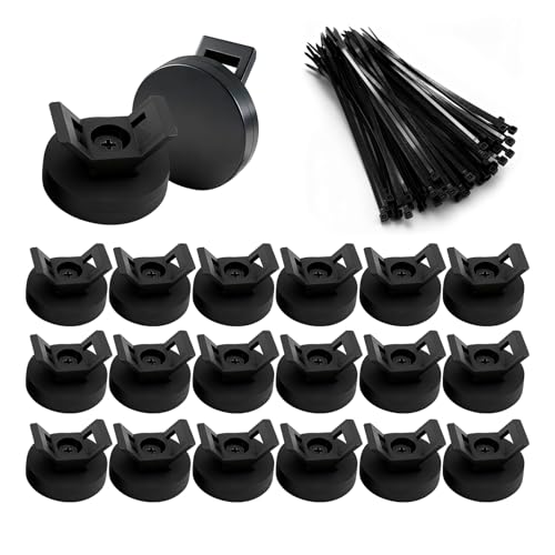2026 Upgraded Magnetic Zip Tie Mount Base 20PCS with Zip Ties, Rubber Coated 22mm Cable Clips, 7.7lb Strong Magnet Wire Holder, Heavy Duty Cable Management for Car, Home, Office, Workshop