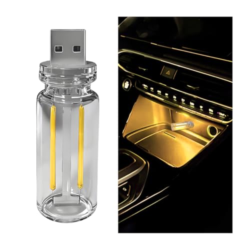 Car Retro Atmosphere Light, Mini Plug-in Touch Control USB Vehicle Glass Bottle LED Night Light, Portable Automotive Interior Ambient Lamp, Universal for Truck SUV Sedan (Warm Color) - color: Warm Color