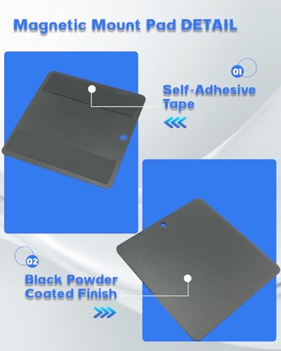 Self-Adhesive Magnetic Mount Pad for Aluminum Cabs, Self-Adhesive Sticker Steel Pad Enable Magnet LED Light Bar/Pod Light/Spotlight/Beacon/Radio on Aluminum Surface for Truck SUV RV|No Drilling-8 Pack - size: 8 Pack