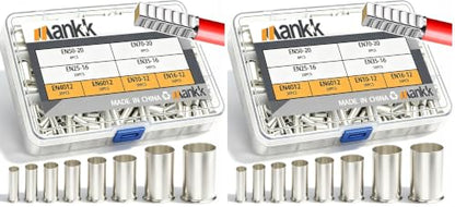 mankk 166PCS Wire Ends Ferrules Kit, 8 Sizes AWG(1/0 2/0 2 4 6 8 10 12) Silver Plated Copper Assortment Electrical Wire Crimp Connectors Terminals (Pack of 2) - size: 166PCS (Pack of 2)
