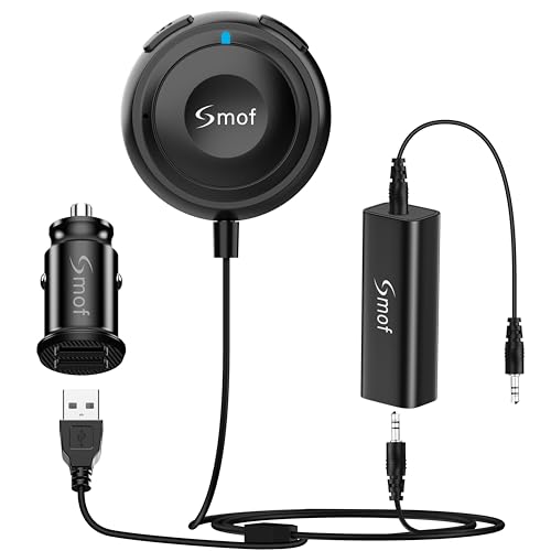 Smof Aux Bluetooth Adapter for Car, BT5.2 Audio Receiver, Hands-Free Calls - size: With Charger