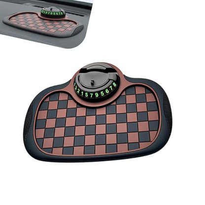 Multifunctional Car Dashboard Anti-Slip Mat, 360° Rotatable Phone Holder 3-in-1 Storage Organizer Pad for Phones, Sunglasses, Keys & Daily Essentials (Brown #C) - color: Brown