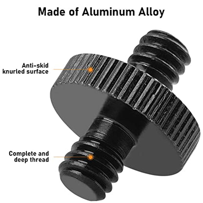 1/4" Male to 1/4" Male Threaded Tripod Screw Adapter Double Head Stud Standard Mounting Thread Converter for Camera Cage Mount Light Stand Monopo Shoulder Rig Tripod Black-2 Packs - color: 2 Packs