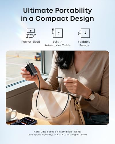 Anker Nano Retractable USB C Charger Block, Compact 35W Phone Charger - color: Black