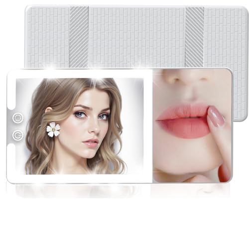 Car Sun Visor Vanity Mirror with Lights,Side with 6 inch 20X Magnifying Mirror,Rechargeable Car Makeup Mirror with 3 Light Modes,Dimmable Touch Led Screen,White - color: White, size: (1pcs-1X/20X)