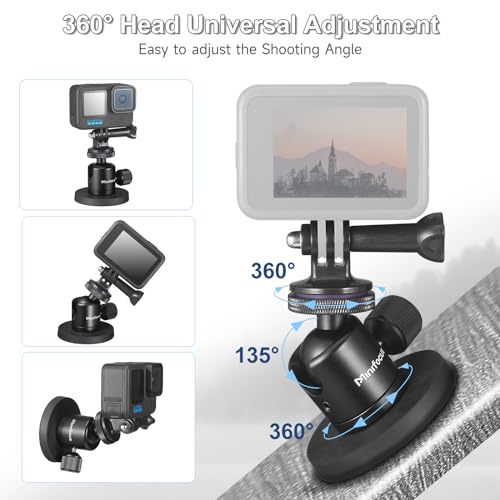 Magnetic Camera Mount for Action Camera, Super Strong Rubber Magnet with 360° Rotation Ball Head, 1/4"-20 Male Thread Screw, Magnet Camera Stand for GoPro, Insta 360, DJI Osmo Action Nano - color: Magnetic Camera Mount