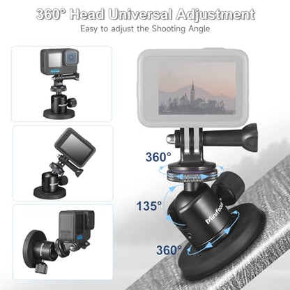 Magnetic Camera Mount for Action Camera, Super Strong Rubber Magnet with 360° Rotation Ball Head, 1/4"-20 Male Thread Screw, Magnet Camera Stand for GoPro, Insta 360, DJI Osmo Action Nano - color: Magnetic Camera Mount