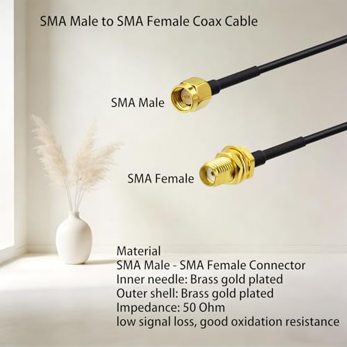 Superbat RF coaxial SMA Male to SMA Female Bulkhead RG174 3ft Cable + 3pcs RF Coax SMA Adapter Kit for SDR Equipment Antenna Ham Radio,3G 4G LTE Antenna,ADS-B,GPS and etc - size: 1M/3.28FT RG174