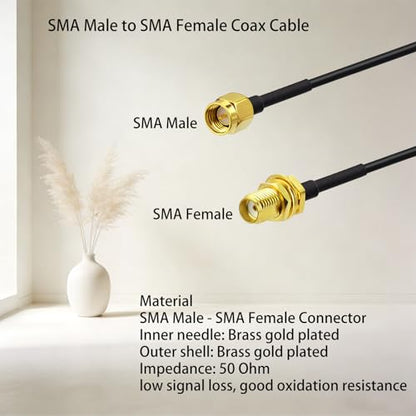 Superbat RF coaxial SMA Male to SMA Female Bulkhead RG174 6.56ft Cable + 3pcs RF Coax SMA Adapter Kit for SDR Equipment Antenna Ham Radio,3G 4G LTE Antenna,ADS-B,GPS and etc - size: 2M/6.56FT RG174