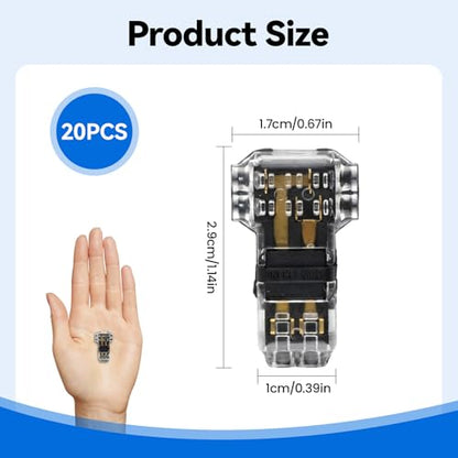 20 Pcs T-Tap Wire Connectors, 3-Way 2-Pin, 16-20 AWG - color: 2 PIN
