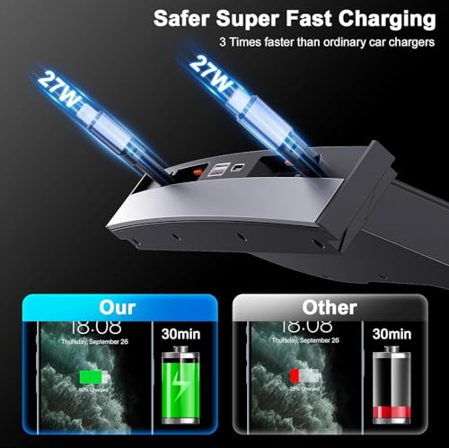 USB Hub for Tesla Model 3, Model Y 2021 2022 2023 USB-C & Lightning Cables - Fast Charger for Tesla Model Y and 3 Accessories, Retractable Phone USB Charger Hub 4-Ports (Not Fit Model 3 2024)