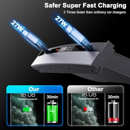 USB Hub for Tesla Model 3, Model Y 2021 2022 2023 USB-C & Lightning Cables - Fast Charger for Tesla Model Y and 3 Accessories, Retractable Phone USB Charger Hub 4-Ports (Not Fit Model 3 2024)