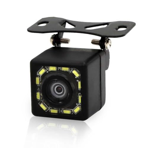 Car Backup Camera, 12 LED Night Vision Waterproof HD Rear View Camera, 170° Wide Angle Long License Plate Frame Reverse Camera for Universal Cars, SUV, Trucks, RV and More