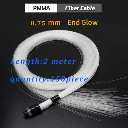 End Glow Fiber Optic Light Cable, AZIMOM PMMA 150pcs 0.03in 6.5ft Fiber Starlight Strands Lights Roll 0.75mm 2Meter Starlight Headliner Twinkle Star Roof Ceiling Decor - size: 150pcs*0.03in*6.5ft