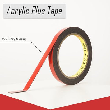 Acrylic Plus Tape Double Sided Automotive Acrylic Plus Attachment Tape Heavy Duty Adhesive for Emblems, Moldings, Trim (0.4" × 10 Ft) - size: 0.4" × 10 Ft
