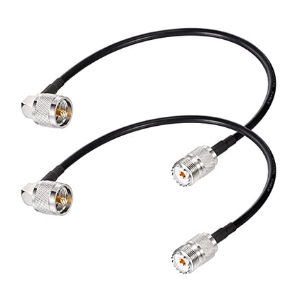 Superbat CB Coax Cable 12inch RG58 PL259 to SO239 Jumper for Analyzer 2pack - size: 12inch 2pcs, style: right angle