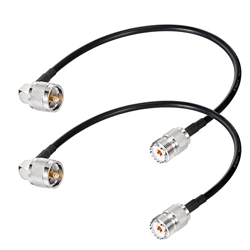 Superbat CB Coax Cable 12inch RG58 PL259 to SO239 Jumper for Analyzer 2pack - size: 12inch 2pcs, style: right angle