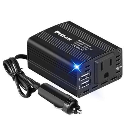 150W Power Inverters for Vehicles 12V DC to 110V AC Car Plug Adapter Outlet - color: Black