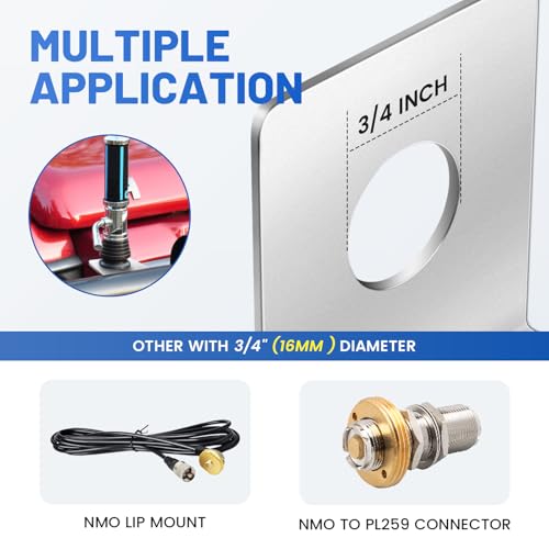 Anina L Bracket for NMO Antenna Mount 3/4 Hole Stainless Steel Bracket Compatible with Car Truck Heavy Duty L-Shaped for Mobile Radio Antennas - size: 3/4 Inch