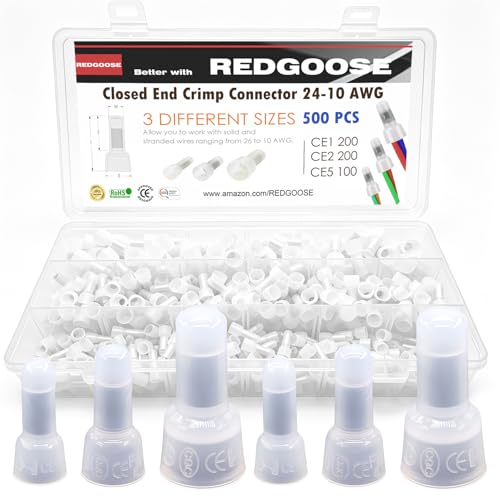 500PCS Closed End Crimp Connector 26-12 AWG Nylon Wire Connectors Crimp Cap Wire Terminals(26-18AWG 200PCS, 26-16AWG 200PCS, 26-12AWG 100PCS) - style: Kit-600