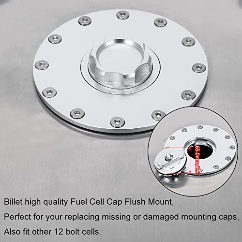 PTNHZ Universal Billet Aluminum Fuel Cell Cap Embedded Auxiliary Oil Tank Cover Flush Mount With 12 Hole Cell Bung and Gasket - size: Embedded Oil Tank Cover