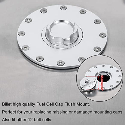 PTNHZ Universal Billet Aluminum Fuel Cell Cap Embedded Auxiliary Oil Tank Cover Flush Mount With 12 Hole Cell Bung and Gasket - size: Embedded Oil Tank Cover