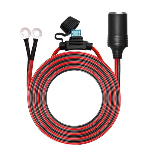 Chanzon 6ft 12V 24V Car Cigarette Lighter Female Socket to Battery Eyelet - color: 6ft Female-to-Eyelet Red-and-Black