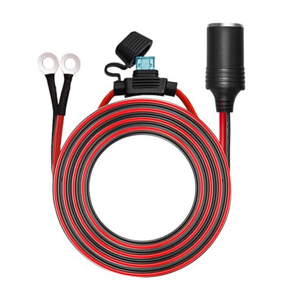 Chanzon 6ft 12V 24V Car Cigarette Lighter Female Socket to Battery Eyelet - color: 6ft Female-to-Eyelet Red-and-Black