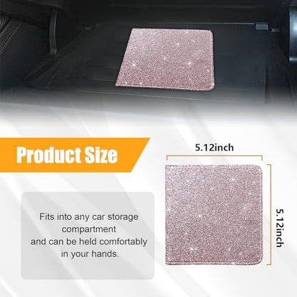Kewucn Car Registration and Insurance Holder, Leather Auto Glove Box Organizer, Vehicle Compartment Accessories Case for Cards, Driver License & Essential Documents - color: Small-Glitter Pink