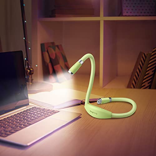 Neck Book Light LED Reading Lamp USB-C Rechargeable, Hands Free, 4 LED Bulbs, 4 Adjustable Brightness, for Reading in Bed or Reading in Car (Green) - color: Green