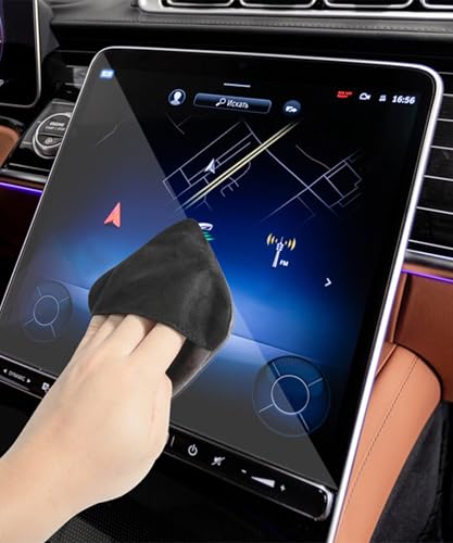 SCUARI Car Screen Cleaner,Touch Screen Cleaner for Car,Car Accessories Car Screen Wipes,Foldable Car Screen Cleaner Cloth,Square Microfiber Screen Cleaning Pad,Fits Car Dashboard LCD Display (Black) - color: Black