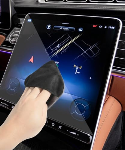 SCUARI Car Screen Cleaner,Touch Screen Cleaner for Car,Car Accessories Car Screen Wipes,Foldable Car Screen Cleaner Cloth,Square Microfiber Screen Cleaning Pad,Fits Car Dashboard LCD Display (Black) - color: Black