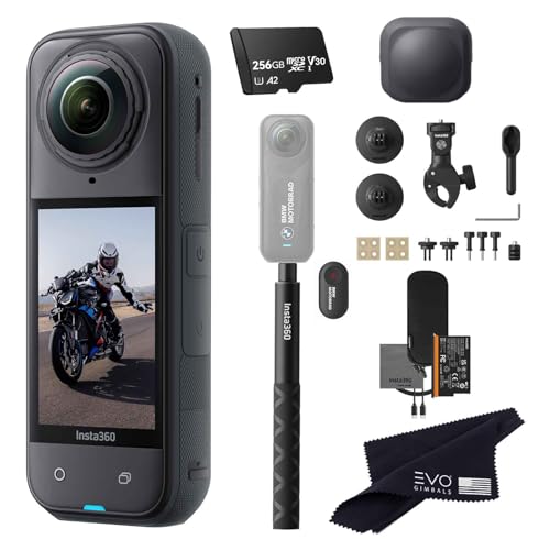 Insta360 X5 BMW Motorrad Limited Edition Motorcycle Bundle-8K Waterproof 360 Action Camera with 1/1.28" 48MP Sensors, 8K 360|Includes Motorcycle Bundle, Action Invisible Selfie Stick, Lens Cap(256GB) - style: BMW-256GB
