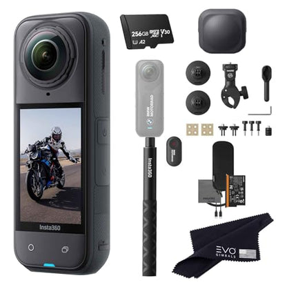 Insta360 X5 BMW Motorrad Limited Edition Motorcycle Bundle-8K Waterproof 360 Action Camera with 1/1.28" 48MP Sensors, 8K 360|Includes Motorcycle Bundle, Action Invisible Selfie Stick, Lens Cap(256GB) - style: BMW-256GB
