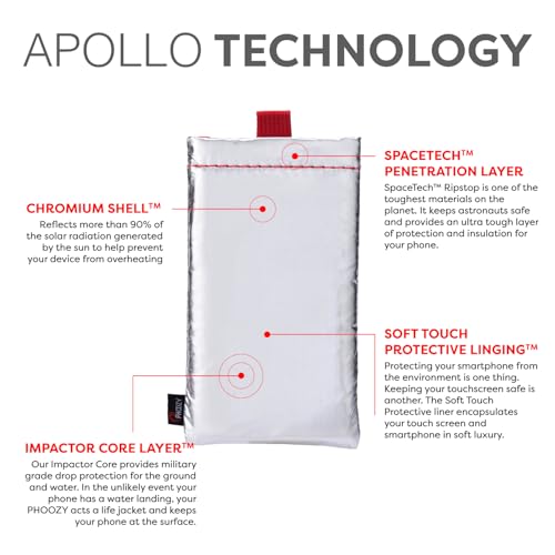 PHOOZY Apollo Thermal Phone Case | Insulated Phone Pouch Extends Battery Life 3X | Heat Resistant Drop Protection | Military Grade Water Resistant | Large | Silver - color: Silver, size: Large