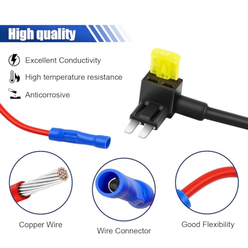 KITUREK 10PCS Micro2 Fuse Tap 12V Car ATR Blade Fuse Holder with 20A Fuse - style: Micro 2
