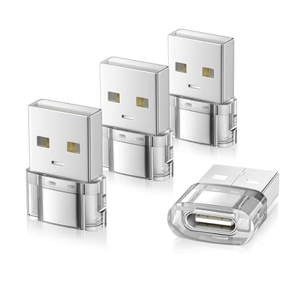 Elebase for New iPhone 17 Pro Max Car Charger,USB to USB C Adapter 4 Pack - color: Transparent