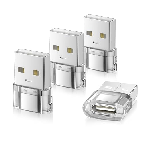 Elebase for New iPhone 17 Pro Max Car Charger,USB to USB C Adapter 4 Pack - color: Transparent