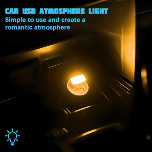 4 Pack 5 V 0.2 W USB Interior Ambient Lights, Yellow - color: Yellow