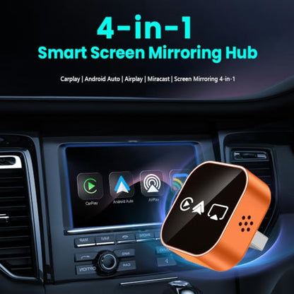 4‑in‑1 Wireless CarPlay Adapter, Convert Factory Wired CarPlay to Wireless CarPlay, Supports AirPlay & Android Screen Mirroring, Plug‑and‑Play, for Cars with Original Wired CarPlay - size: For Android