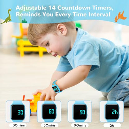 BEN NEVIS Potty Training Watch, Digital Toddler Watch with Countdown/Music/Alarm Clocks/Vibration Reminder and Waterproof, Remind Toddler to Go to The Toilet - color: 02-Blue-DinosaurWorld