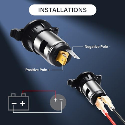 Car Cigarette Lighter Socket,DC 12V-24V Cigarette Lighter Female Power Outlet Socket Replacement，with Cover Wiring Harness