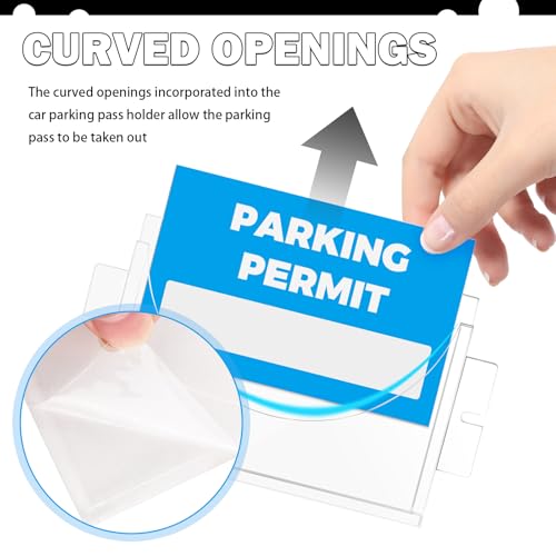 Acrylic Car Parking Permit Holder with Suction Cups,Transparent Curved Parking Pass Holder for Car Windshield for Clear Permit Display,Universal Cars Windshield Sticker Holders