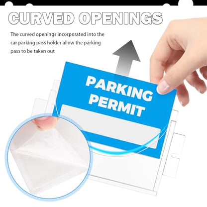 Acrylic Car Parking Permit Holder with Suction Cups,Transparent Curved Parking Pass Holder for Car Windshield for Clear Permit Display,Universal Cars Windshield Sticker Holders