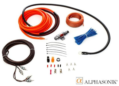 Alphasonik AAK4G Premium 4-Gauge Complete Car Amplifier Installation Kit Hyper-Flex Power, Ground, Speaker Wire RCA Cable - Exceeds AWG (American Wire Gauge) Standard Element Certified Amp Install Kit - size: 4-Gauge Amp Kit